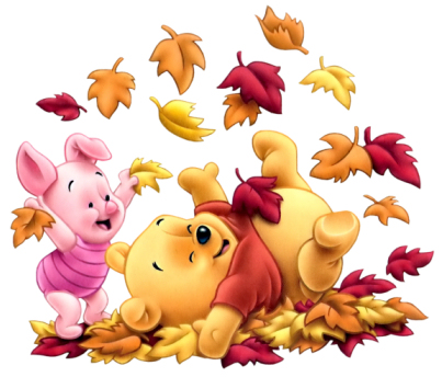 Bajki - Pooh-Piglet-babies-leaves-autumn.jpg