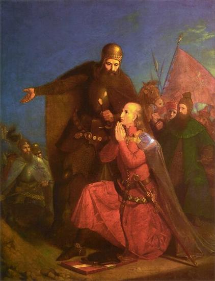 Sceny i postacie historyczne - 04.Władysław Jagiełło z Witoldem modlący się przed bitwą pod Grunwaldem 1855.jpg