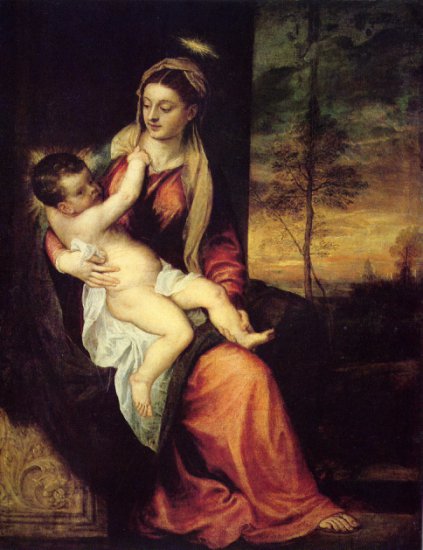 1.2 Malarstwo olejne-duży rozmiar - Titian_Mary_with_the_Christ_Child_1561.jpg