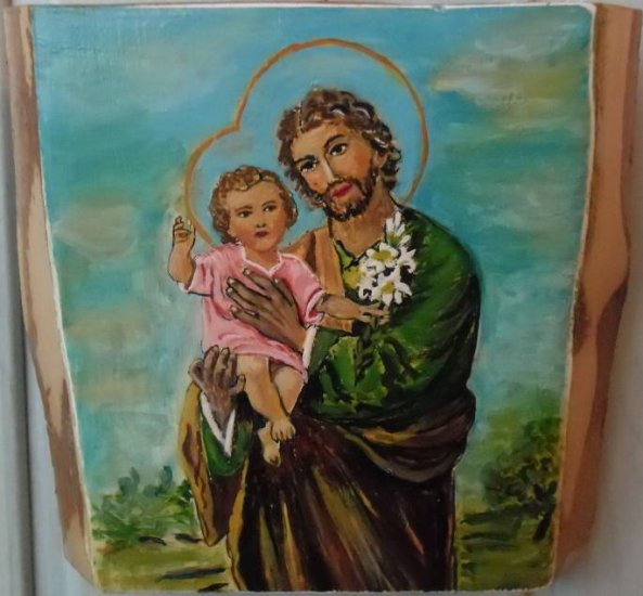 ikony i obrazy sakralne - Św. Józef z Dzieciątkiem Jezus-deska,tempery,szelak.jpg