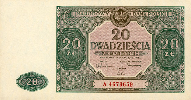 Banknoty Polska - PolandP127-20Zlotych-1946-donatedtj_f.jpg