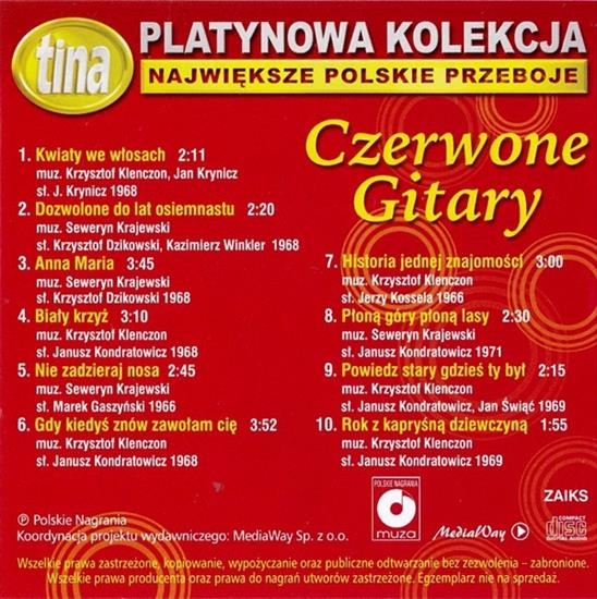 2008 Czerwone Gitary - Platynowa Kolekcja - Największe Polskie Przeboje CD, Compilation 2008 - Back.jpg