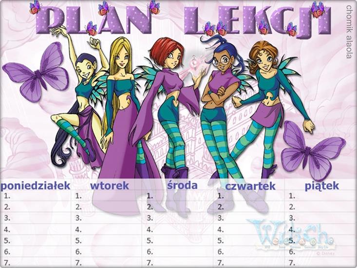 Ramki Puzzle Tabliczki mnożenia Plany lekcji i Kalendarze 2013 z gwiazdami MOJE PRACE - plan lekcji witch.jpg