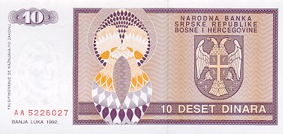 BOŚNIA I HERCEGOWINA - 1992 - 10 dinarów Serbów bośniackich a.jpg