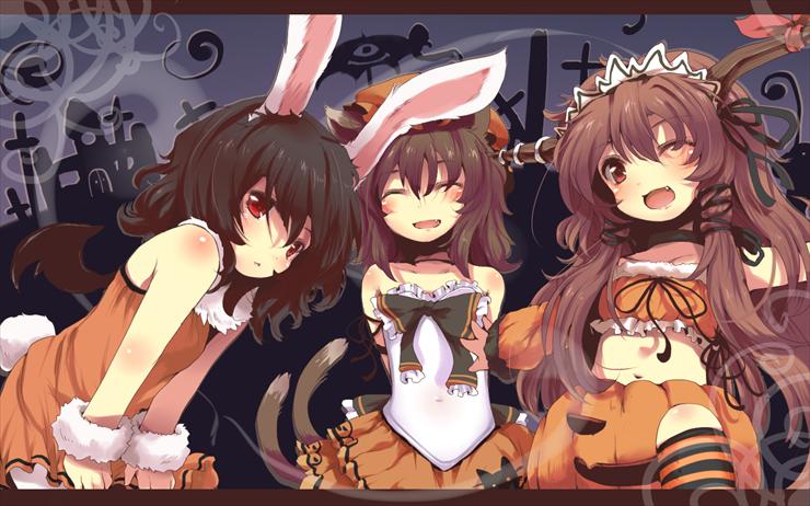 Kemonomimi - konachan-com-61455-3girls-animal_ears-chen-halloween-ibuki_suika-inaba_tewi-nejime-tail-touhou-wings1.jpg