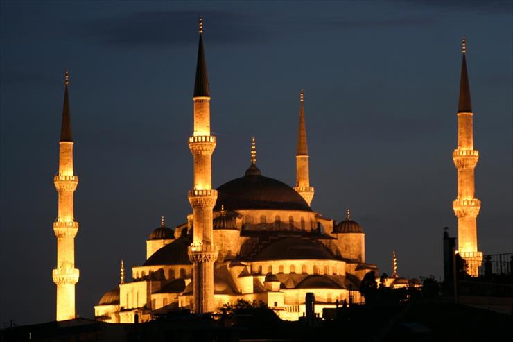 Architektura - Sultan Ahmed Mosque in Istanbul - Turkey night.jpg