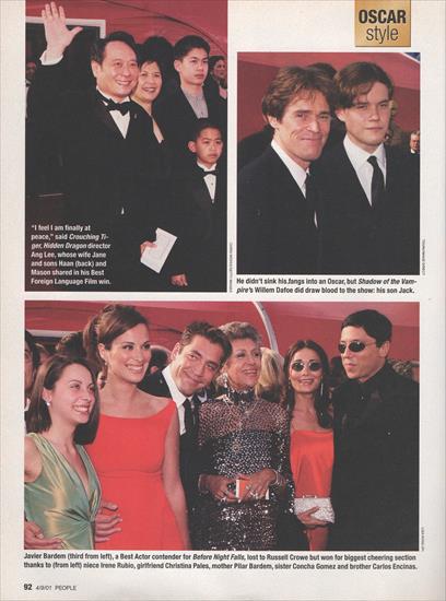 Oscary photo - 2000 Oscar Style 13. Ang Lee, Willem Dafoe, Javier Bardem. People Weekly, 9 IV 2001.jpg