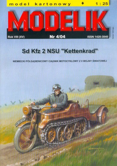 Modelik 2004-04 -  SdKfz 2 NSU Kettenkrad niemiecki półgąsienicowy ciągnik motocyklowy z II Wojny Światowej - 01.jpg
